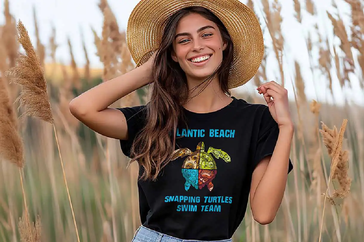 Young woman smiling wearing an embroidery Shirt