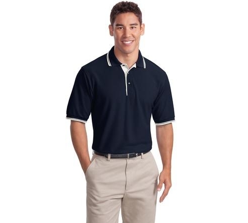 Silk Touch Polo with Stripe Trim